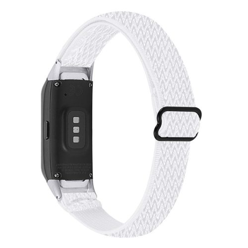 Adjustable Nylon Sport Loop Watch Band Braided Weave Replacement Strap for Samsung Galaxy Fit R375 - White