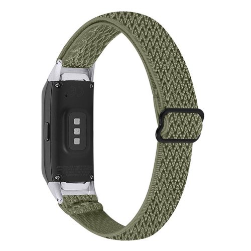 Adjustable Nylon Sport Loop Watch Band Braided Weave Replacement Strap for Samsung Galaxy Fit R375 - Olive Green