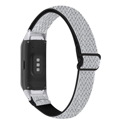 Adjustable Nylon Sport Loop Watch Band Braided Weave Replacement Strap for Samsung Galaxy Fit R375 - Black/White