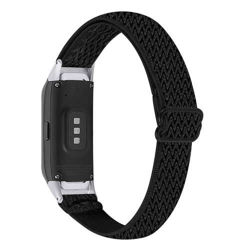 Adjustable Nylon Sport Loop Watch Band Braided Weave Replacement Strap for Samsung Galaxy Fit R375 - Black