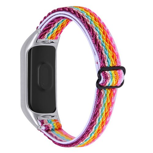 Braided Nylon Strap Watch Band Adjustable Elastic Solo Sports Loop Bracelet for Xiaomi Mi Band 4 / 3 - Rainbow