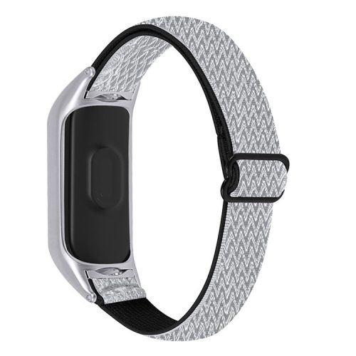 Braided Nylon Strap Watch Band Adjustable Elastic Solo Sports Loop Bracelet for Xiaomi Mi Band 4 / 3 - Black/White