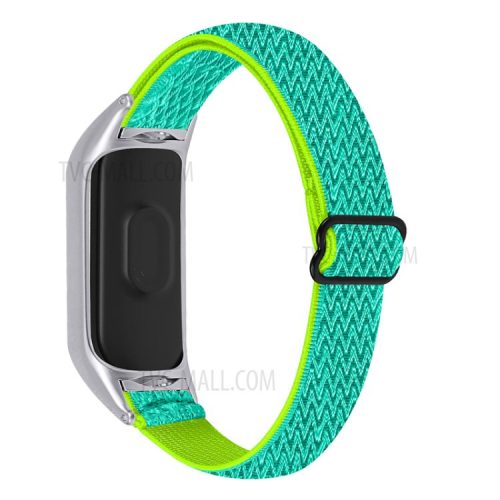 Braided Nylon Strap Watch Band Adjustable Elastic Solo Sports Loop Bracelet for Xiaomi Mi Band 4 / 3 - Yellow/Green