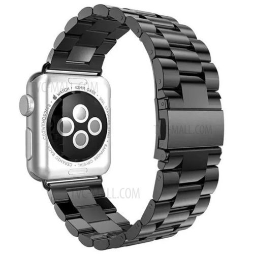 Watch Strap for Apple Watch Series 10 42mm / 9 8 7 41mm / SE (2023) SE (2022) SE 6 5 4 40mm / 3 2 1 38mm Three Beads Stainless Steel Watch Band - Black