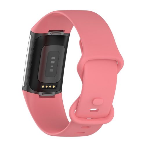 Soft TPU Replacement Watch Strap Smart Watch Band Strap (Size: L) for Fitbit Charge 5 - Deep Pink