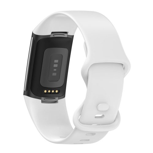 Soft TPU Replacement Watch Strap Smart Watch Band Strap (Size: L) for Fitbit Charge 5 - White