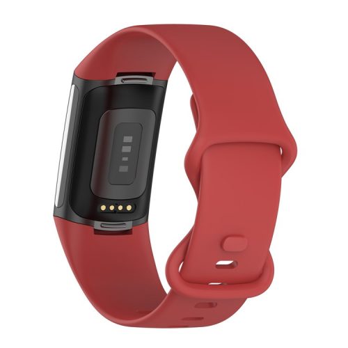 Soft TPU Replacement Watch Strap Smart Watch Band Strap (Size: L) for Fitbit Charge 5 - Red