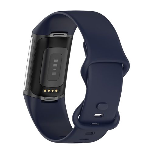 Soft TPU Replacement Watch Strap Smart Watch Band Strap (Size: L) for Fitbit Charge 5 - Dark Blue