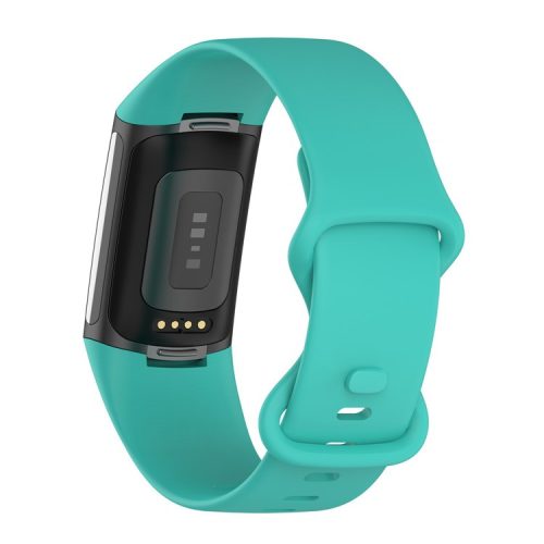 Soft TPU Replacement Watch Strap Smart Watch Band Strap (Size: L) for Fitbit Charge 5 - Cyan