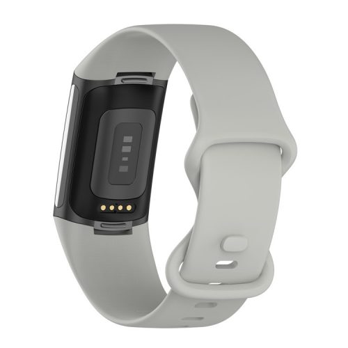 Soft TPU Replacement Watch Strap Smart Watch Band Strap (Size: L) for Fitbit Charge 5 - Grey