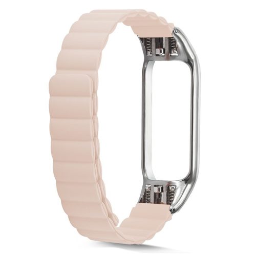 Adjustable Light Silicone Magnetic Suction Watch Strap Replacement Wristband for Xiaomi Mi Band 3/4 - Beige