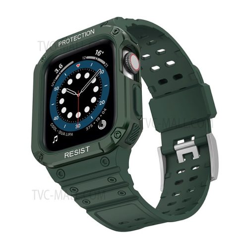 Electroplating One-Piece Soft TPU Smart Watch Replacement Strap for Apple Watch Series 10 42mm / 9 8 7 41mm / 6 5 4 SE SE (2022) SE (2023) 40mm / 3 2 1 38mm - Midnight Green / Green