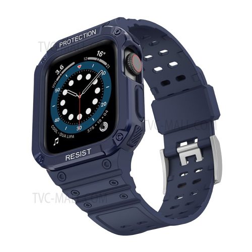 Electroplating One-Piece Soft TPU Smart Watch Replacement Strap for Apple Watch Series 10 42mm / 9 8 7 41mm / 6 5 4 SE SE (2022) SE (2023) 40mm / 3 2 1 38mm - Dark Blue / Blue