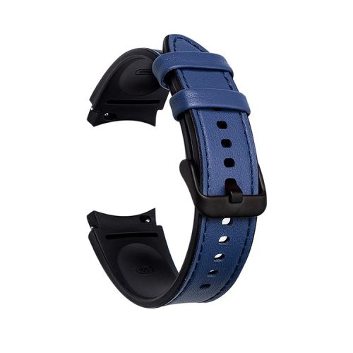 20mm Adjustable Leather Watch Band Strap for Samsung Galaxy Watch6 40mm 44mm / Watch6 Classic 43mm 47mm / Watch 5 40mm 44mm / 5 Pro 45mm / Watch4 40mm 44mm - Blue