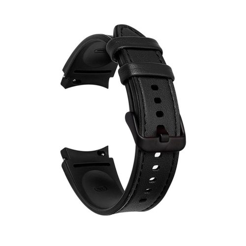 20mm Adjustable Leather Watch Band Strap for Samsung Galaxy Watch6 40mm 44mm / Watch6 Classic 43mm 47mm / Watch 5 40mm 44mm / 5 Pro 45mm / Watch4 40mm 44mm - Black