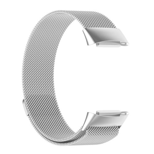 Milanese Stainless Steel Smart Watch Strap Adjustable Fine Mesh Watchband for Fitbit Charge 6 / 5 - Silver