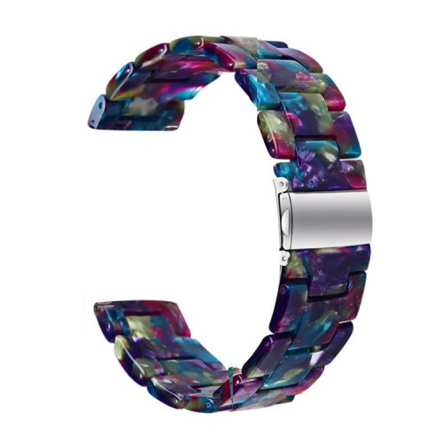 Resin Watch Band Stainless Steel Buckle Strap Bracelet for Samsung Galaxy Watch4 Classic 42mm / 46mm - Purple/Green Flowers