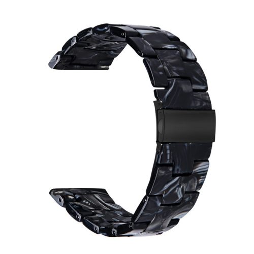 Resin Watch Band Stainless Steel Buckle Strap Bracelet for Samsung Galaxy Watch4 Classic 42mm / 46mm - Black Flowers