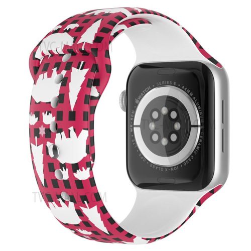 Christmas Pattern Printing Smart Watch Band Silicone Wrist Strap for Apple Watch Series 10 42mm / 9 8 7 41mm / 6 5 4 SE SE (2022) SE (2023) 40mm / 3 2 1 38mm, Size L - Polar Bear