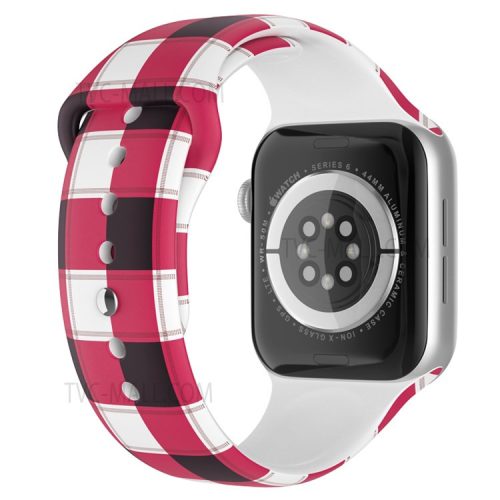 Christmas Pattern Printing Smart Watch Band  Silicone Wrist Strap for Apple Watch Series 10 42mm / 9 8 7 41mm / 6 5 4 SE SE (2022) SE (2023) 40mm / 3 2 1 38mm, Size L - Plaid