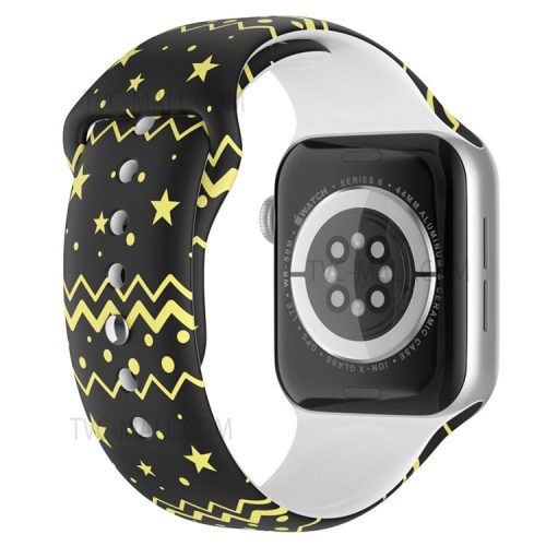 Christmas Pattern Printing Smart Watch Band Silicone Wrist Strap for Apple Watch Series 10 42mm / 9 8 7 41mm / 6 5 4 SE SE (2022) SE (2023) 40mm / 3 2 1 38mm, Size L - Christmas Starry Sky