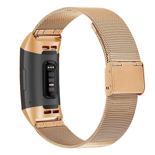 Quality Stainless Steel Smart Watch Strap Adjustable Smart Watchband Replacement for Fitbit Charge 6 / 5 - Rose Gold