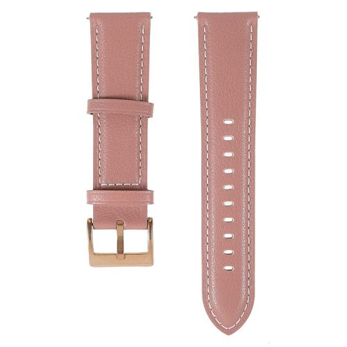 22mm Quick Release Genuine Leather Watch Band Adjustable Stitching Strap for Samsung Gear S3 Classic /Gear S3 Frontier/Galaxy Watch 46mm - Rose Pink