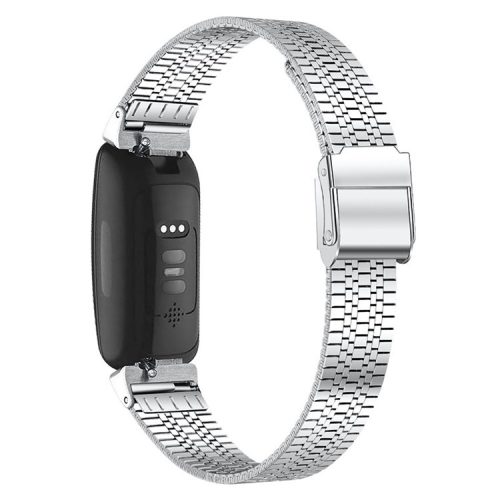 5 Beads Stainless Steel Wrist Strap with Double Buckle Band Smart Watch Accessory for Fitbit Inspire 1/2/Inspire HR - Silver