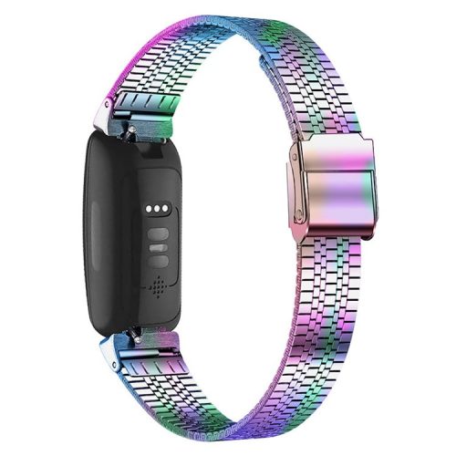 5 Beads Stainless Steel Wrist Strap with Double Buckle Smart Watch Band for Fitbit Inspire 1/2/Inspire HR - Multi-color