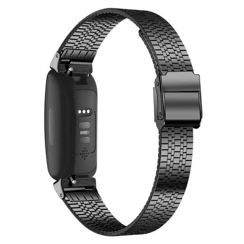 5 Beads Stainless Steel Wrist Strap with Double Buckle Smart Watch Band for Fitbit Inspire 1/2/Inspire HR - Black