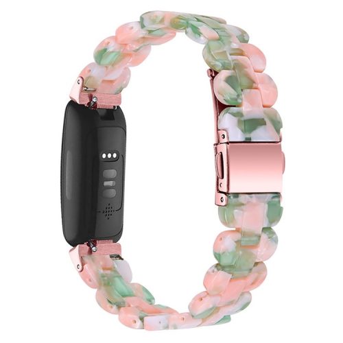 Oval Resin Strap Smart Watch Replacement Sports Bracelet for Fitbit Inspire 1/2/Inspire HR - Pink/Green