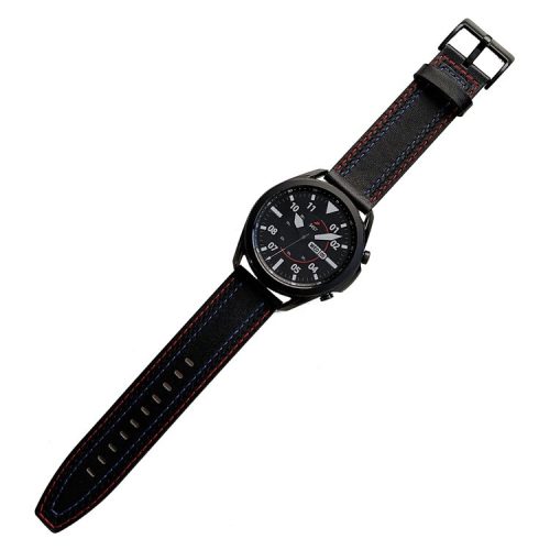 20mm Genuine Leather Smart Watch Replacement Strap for Samsung Galaxy Watch 4 / 4 Classic / Amazfit GTS 3 - Black