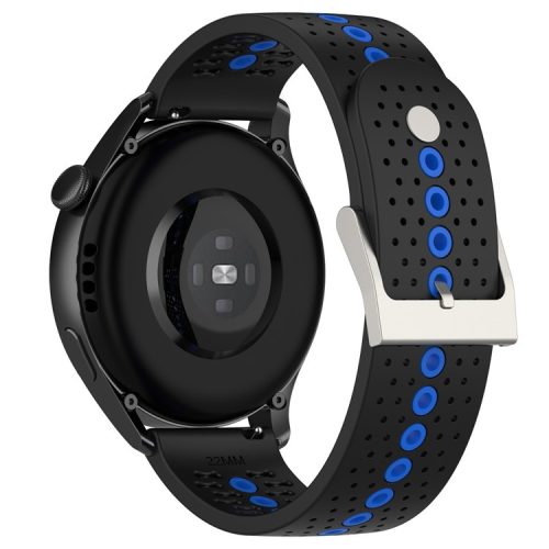 20mm Bi-color Silicone Watch Strap Wristband for Huawei Watch GT3 42mm/Samsung Galaxy Watch 42mm - Black/Blue