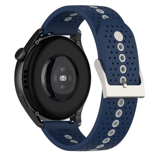 20mm Bi-color Silicone Watch Strap Wristband for Huawei Watch GT3 42mm/Samsung Galaxy Watch 42mm - Midnight Blue/Grey