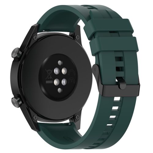 20mm Silicone Adjustable Watch Band Wrist Strap for Huawei Watch GT Runner/Watch GT3 42mm - Black Steel Buckle/Blackish Green