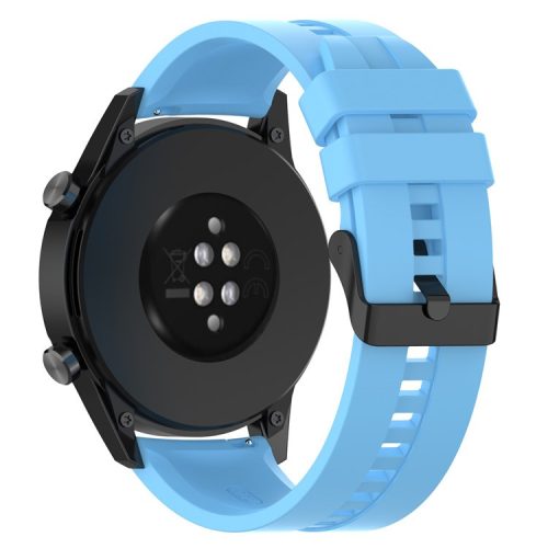 20mm Silicone Adjustable Watch Band Wrist Strap for Huawei Watch GT Runner/Watch GT3 42mm - Black Steel Buckle/Sky Blue