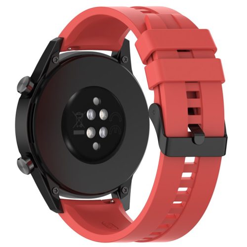 20mm Silicone Adjustable Watch Band Wrist Strap for Huawei Watch GT Runner/Watch GT3 42mm - Black Steel Buckle/Red