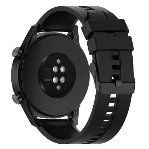 20mm Silicone Adjustable Watch Band Wrist Strap for Huawei Watch GT Runner/Watch GT3 42mm - Black Steel Buckle/Black