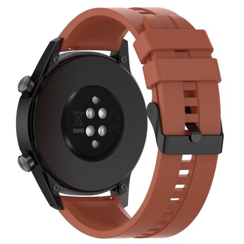 20mm Silicone Adjustable Watch Band Wrist Strap for Huawei Watch GT Runner/Watch GT3 42mm - Black Steel Buckle/Brown