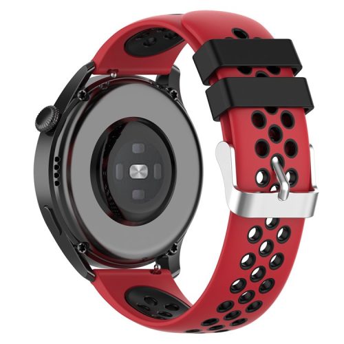 20mm Multiple Holes Breathable Dual Color Silicone Watch Strap Wristband for Huawei Watch GT3 42mm/Samsung Galaxy Watch 42mm - Red/Black