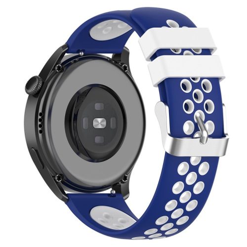 20mm Multiple Holes Breathable Dual Color Silicone Watch Strap Wristband for Huawei Watch GT3 42mm/Samsung Galaxy Watch 42mm - Blue/White