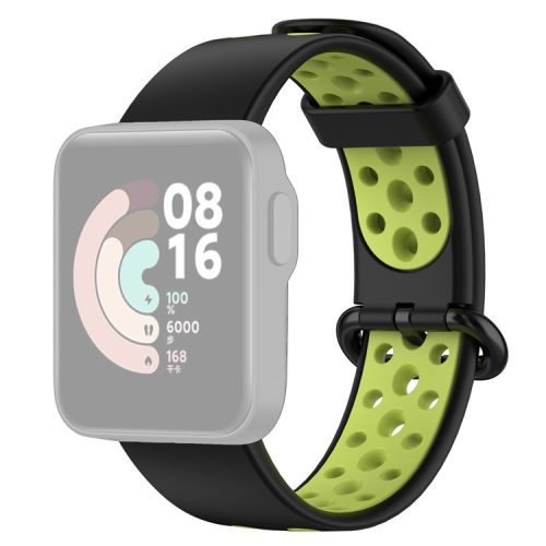 Dual-Color Hollow Silicone Watchband Strap Replacement for Xiaomi Redmi Watch 2 - Black/Green