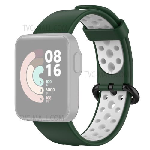 Dual-Color Hollow Silicone Watchband Strap Replacement for Xiaomi Redmi Watch 2 - Green/White