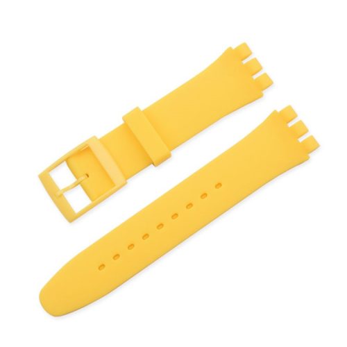 19mm Waterproof Solid Color Watch Strap Silicone Watchband with Pin Buckle for Swatch - Yellow