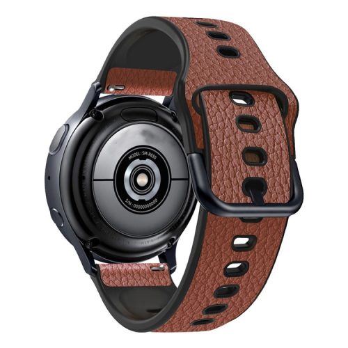 20mm Litchi Texture PU Leather Coated TPU Watchband Replacement Strap for Huawei Watch GT3 42mm/GT2 42mm - Light Brown