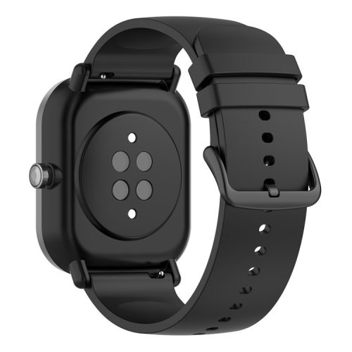 22mm Silicone Watch Strap Soft Wristband with Buckle for Samsung Galaxy Watch3 45mm/Active/Huawei Watch 3 - Black