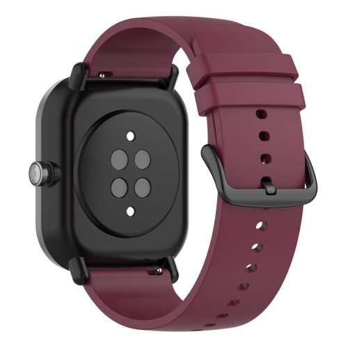 22mm Silicone Watch Strap Soft Wristband with Buckle for Samsung Galaxy Watch3 45mm/Active/Huawei Watch 3 - Wine Red