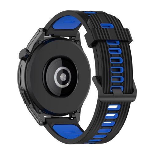 22mm Silicone Watch Strap Soft Wristband with Buckle for Samsung Galaxy Watch 3 45mm R840/Gear S3/Huawei Watch GT 2e/GT3 46mm/GT Runner - Black/Blue