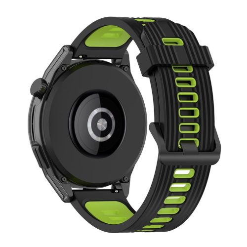 22mm Silicone Watch Strap Soft Wristband with Buckle for Samsung Galaxy Watch 3 45mm R840/Gear S3/Huawei Watch GT 2e/GT3 46mm/GT Runner - Black/Lime