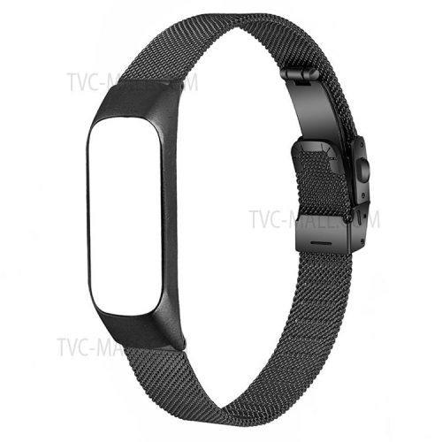 Smart Watch Strap Folding Buckle Stainless Steel Milanese Band for Xiaomi Mi Band 5 - Black